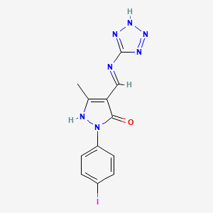 molecular formula C12H10IN7O B6115500 2-(4-iodophenyl)-5-methyl-4-[(1H-tetrazol-5-ylamino)methylene]-2,4-dihydro-3H-pyrazol-3-one 
