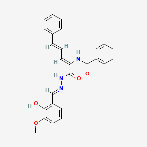 molecular formula C26H23N3O4 B6115516 N-(1-{[2-(2-hydroxy-3-methoxybenzylidene)hydrazino]carbonyl}-4-phenyl-1,3-butadien-1-yl)benzamide 
