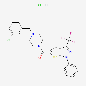 molecular formula C24H21Cl2F3N4OS B6115519 5-{[4-(3-chlorobenzyl)-1-piperazinyl]carbonyl}-1-phenyl-3-(trifluoromethyl)-1H-thieno[2,3-c]pyrazole 