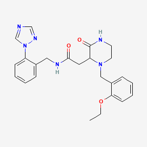 molecular formula C24H28N6O3 B6115533 2-[1-(2-ethoxybenzyl)-3-oxo-2-piperazinyl]-N-[2-(1H-1,2,4-triazol-1-yl)benzyl]acetamide 