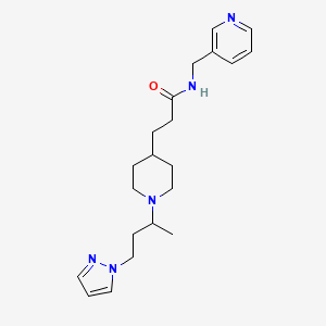 molecular formula C21H31N5O B6115540 3-{1-[1-methyl-3-(1H-pyrazol-1-yl)propyl]-4-piperidinyl}-N-(3-pyridinylmethyl)propanamide 