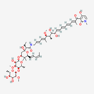 molecular formula C58H86N2O18 B611555 14,17-二环氧-14,15-二脱氢-15,30-二脱氧-31-O-(6-脱氧-4-O-(6-脱氧-2,4-二-O-甲基-α-L-甘露吡喃糖基)-3-O-甲基-β-D-异甘露吡喃糖基)-17-羟基-1-甲基莫西霉素 CAS No. 118117-42-3