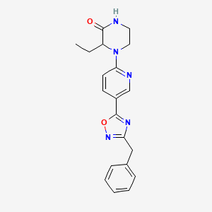 molecular formula C20H21N5O2 B6115579 4-[5-(3-benzyl-1,2,4-oxadiazol-5-yl)-2-pyridinyl]-3-ethyl-2-piperazinone 