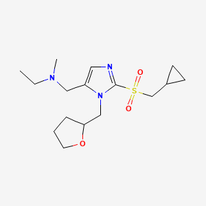 molecular formula C16H27N3O3S B6115580 N-{[2-[(cyclopropylmethyl)sulfonyl]-1-(tetrahydro-2-furanylmethyl)-1H-imidazol-5-yl]methyl}-N-methylethanamine 