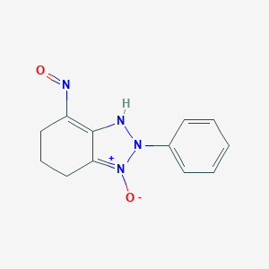 molecular formula C12H12N4O2 B061156 4-hydroxyimino-2-phenyl-4,5,6,7-tetrahydro-2H-1,2,3-benzotriazol-1-ium-1-olate CAS No. 175136-50-2