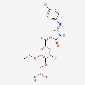 [2-chloro-4-({2-[(4-chlorophenyl)imino]-4-oxo-1,3-thiazolidin-5-ylidene}methyl)-6-ethoxyphenoxy]acetic acid