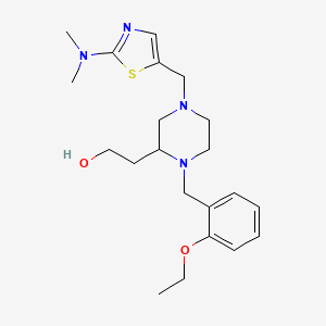 molecular formula C21H32N4O2S B6115674 2-[4-{[2-(dimethylamino)-1,3-thiazol-5-yl]methyl}-1-(2-ethoxybenzyl)-2-piperazinyl]ethanol 