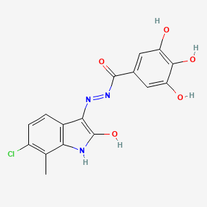 molecular formula C16H12ClN3O5 B6115676 N'-(6-chloro-7-methyl-2-oxo-1,2-dihydro-3H-indol-3-ylidene)-3,4,5-trihydroxybenzohydrazide 