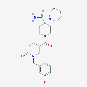 molecular formula C24H33FN4O3 B6115681 1'-{[1-(3-fluorobenzyl)-6-oxo-3-piperidinyl]carbonyl}-1,4'-bipiperidine-4'-carboxamide 