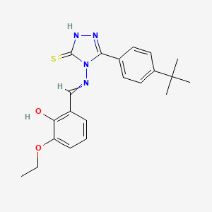 molecular formula C21H24N4O2S B6115701 2-({[3-(4-tert-butylphenyl)-5-mercapto-4H-1,2,4-triazol-4-yl]imino}methyl)-6-ethoxyphenol 