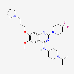 molecular formula C29H44F2N6O2 B611572 2-(4,4-二氟哌啶-1-基)-6-甲氧基-N-(1-丙-2-基哌啶-4-基)-7-(3-吡咯烷-1-基丙氧基)喹唑啉-4-胺 CAS No. 1481677-78-4