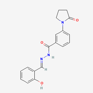 molecular formula C18H17N3O3 B6115743 N'-(2-hydroxybenzylidene)-3-(2-oxo-1-pyrrolidinyl)benzohydrazide 