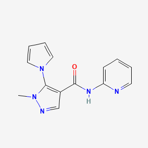 molecular formula C14H13N5O B6115775 1-methyl-N-2-pyridinyl-5-(1H-pyrrol-1-yl)-1H-pyrazole-4-carboxamide 