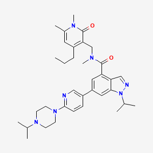molecular formula C35H47N7O2 B611579 N-[(1,2-二氢-1,6-二甲基-2-氧代-4-丙基-3-吡啶基)甲基]-N-甲基-1-(1-甲基乙基)-6-[6-[4-(1-甲基乙基)-1-哌嗪基]-3-吡啶基]-1H-吲唑-4-甲酰胺 CAS No. 1433200-49-7