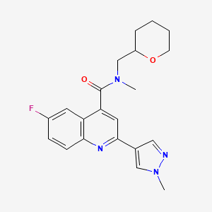 molecular formula C21H23FN4O2 B6115834 6-fluoro-N-methyl-2-(1-methyl-1H-pyrazol-4-yl)-N-(tetrahydro-2H-pyran-2-ylmethyl)quinoline-4-carboxamide 