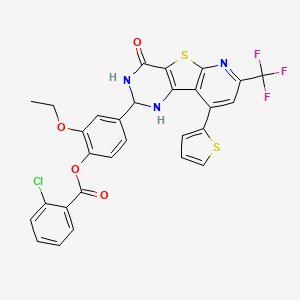 molecular formula C29H19ClF3N3O4S2 B6115852 2-ethoxy-4-[4-oxo-9-(2-thienyl)-7-(trifluoromethyl)-1,2,3,4-tetrahydropyrido[3',2':4,5]thieno[3,2-d]pyrimidin-2-yl]phenyl 2-chlorobenzoate 