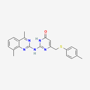 molecular formula C22H21N5OS B6115860 2-[(4,8-dimethyl-2-quinazolinyl)amino]-6-{[(4-methylphenyl)thio]methyl}-4(1H)-pyrimidinone 