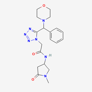 molecular formula C19H25N7O3 B6115881 N-(1-methyl-5-oxo-3-pyrrolidinyl)-2-{5-[4-morpholinyl(phenyl)methyl]-1H-tetrazol-1-yl}acetamide trifluoroacetate 