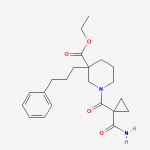 molecular formula C22H30N2O4 B6115898 ethyl 1-{[1-(aminocarbonyl)cyclopropyl]carbonyl}-3-(3-phenylpropyl)-3-piperidinecarboxylate 