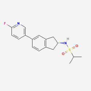 molecular formula C17H19FN2O2S B611591 N-[(2R)-5-(6-氟吡啶-3-基)-2,3-二氢-1H-茚-2-基]丙烷-2-磺酰胺 CAS No. 875927-64-3