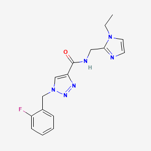 molecular formula C16H17FN6O B6115921 N-[(1-ethyl-1H-imidazol-2-yl)methyl]-1-(2-fluorobenzyl)-1H-1,2,3-triazole-4-carboxamide 