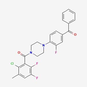 molecular formula C25H20ClF3N2O2 B6115967 {4-[4-(2-chloro-5,6-difluoro-3-methylbenzoyl)-1-piperazinyl]-3-fluorophenyl}(phenyl)methanone 