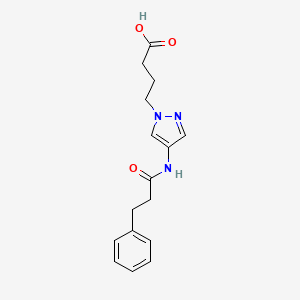 molecular formula C16H19N3O3 B6116022 4-{4-[(3-phenylpropanoyl)amino]-1H-pyrazol-1-yl}butanoic acid 