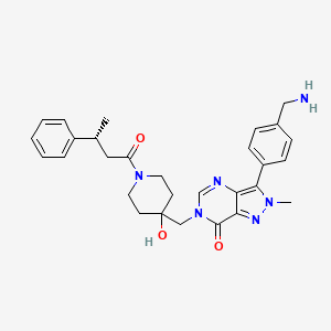 molecular formula C29H34N6O3 B611604 (R)-3-(4-(氨甲基)苯基)-6-((4-羟基-1-(3-苯基丁酰)哌啶-4-基)甲基)-2-甲基-2H-吡唑并[4,3-d]嘧啶-7(6H)-酮 CAS No. 2196243-57-7