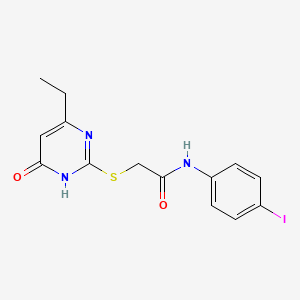 molecular formula C14H14IN3O2S B6116064 2-[(4-ethyl-6-oxo-1,6-dihydro-2-pyrimidinyl)thio]-N-(4-iodophenyl)acetamide 