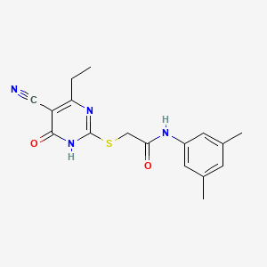 molecular formula C17H18N4O2S B6116069 2-[(5-cyano-4-ethyl-6-oxo-1,6-dihydro-2-pyrimidinyl)thio]-N-(3,5-dimethylphenyl)acetamide 