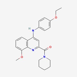 molecular formula C24H27N3O3 B611607 N-(4-乙氧苯基)-8-甲氧基-2-(哌啶-1-羰基)喹啉-4-胺 CAS No. 1251688-22-8