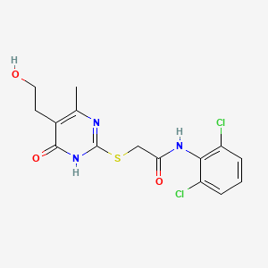 molecular formula C15H15Cl2N3O3S B6116079 N-(2,6-dichlorophenyl)-2-{[5-(2-hydroxyethyl)-4-methyl-6-oxo-1,6-dihydro-2-pyrimidinyl]thio}acetamide 