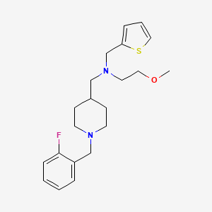 molecular formula C21H29FN2OS B6116096 N-{[1-(2-fluorobenzyl)-4-piperidinyl]methyl}-2-methoxy-N-(2-thienylmethyl)ethanamine 