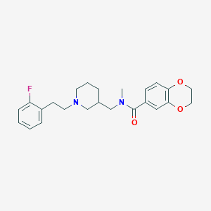 molecular formula C24H29FN2O3 B6116144 N-({1-[2-(2-fluorophenyl)ethyl]-3-piperidinyl}methyl)-N-methyl-2,3-dihydro-1,4-benzodioxine-6-carboxamide 