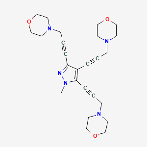 molecular formula C25H33N5O3 B6116149 4,4',4''-[(1-methyl-1H-pyrazole-3,4,5-triyl)tri-1-propyne-1,3-diyl]trimorpholine 