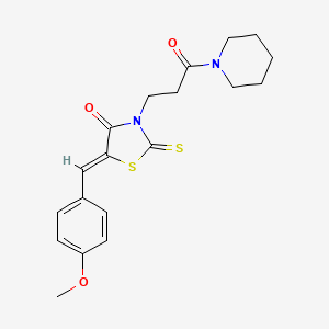 molecular formula C19H22N2O3S2 B6116163 5-(4-methoxybenzylidene)-3-[3-oxo-3-(1-piperidinyl)propyl]-2-thioxo-1,3-thiazolidin-4-one 