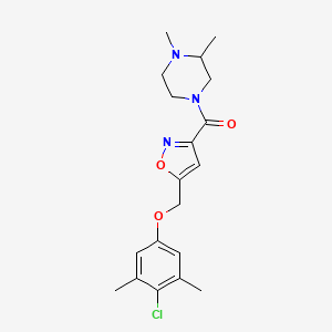 molecular formula C19H24ClN3O3 B6116170 4-({5-[(4-chloro-3,5-dimethylphenoxy)methyl]-3-isoxazolyl}carbonyl)-1,2-dimethylpiperazine 