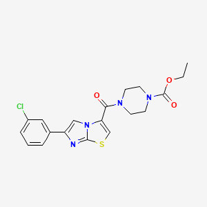 molecular formula C19H19ClN4O3S B6116230 ethyl 4-{[6-(3-chlorophenyl)imidazo[2,1-b][1,3]thiazol-3-yl]carbonyl}-1-piperazinecarboxylate 