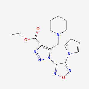 molecular formula C17H21N7O3 B6116272 ethyl 5-(piperidin-1-ylmethyl)-1-[4-(1H-pyrrol-1-yl)-1,2,5-oxadiazol-3-yl]-1H-1,2,3-triazole-4-carboxylate 