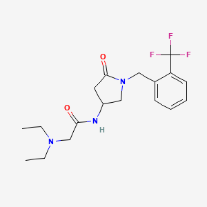 molecular formula C18H24F3N3O2 B6116372 N~2~,N~2~-diethyl-N~1~-{5-oxo-1-[2-(trifluoromethyl)benzyl]-3-pyrrolidinyl}glycinamide 