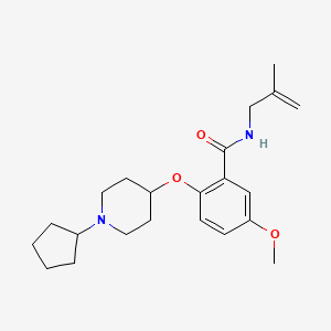 molecular formula C22H32N2O3 B6116385 2-[(1-cyclopentyl-4-piperidinyl)oxy]-5-methoxy-N-(2-methyl-2-propen-1-yl)benzamide 