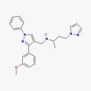 molecular formula C24H27N5O B6116387 N-{[3-(3-methoxyphenyl)-1-phenyl-1H-pyrazol-4-yl]methyl}-4-(1H-pyrazol-1-yl)-2-butanamine 