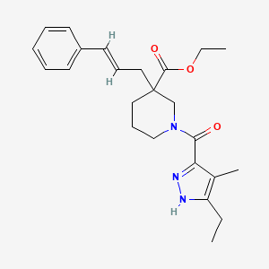 molecular formula C24H31N3O3 B6116419 ethyl 1-[(3-ethyl-4-methyl-1H-pyrazol-5-yl)carbonyl]-3-[(2E)-3-phenyl-2-propen-1-yl]-3-piperidinecarboxylate 