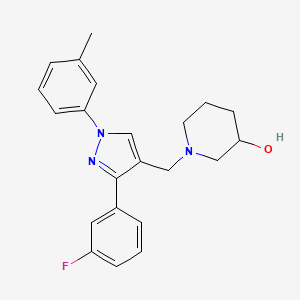 molecular formula C22H24FN3O B6116455 1-{[3-(3-fluorophenyl)-1-(3-methylphenyl)-1H-pyrazol-4-yl]methyl}-3-piperidinol 