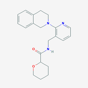 molecular formula C21H25N3O2 B6116490 N-{[2-(3,4-dihydro-2(1H)-isoquinolinyl)-3-pyridinyl]methyl}tetrahydro-2H-pyran-2-carboxamide 