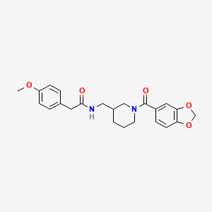 molecular formula C23H26N2O5 B6116496 N-{[1-(1,3-benzodioxol-5-ylcarbonyl)-3-piperidinyl]methyl}-2-(4-methoxyphenyl)acetamide 