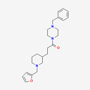 molecular formula C24H33N3O2 B6116514 1-benzyl-4-{3-[1-(2-furylmethyl)-3-piperidinyl]propanoyl}piperazine 