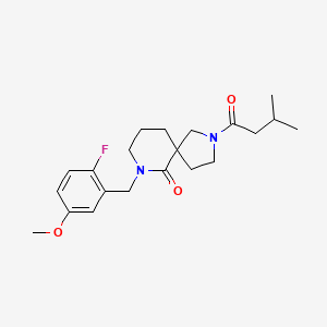 molecular formula C21H29FN2O3 B6116524 7-(2-fluoro-5-methoxybenzyl)-2-(3-methylbutanoyl)-2,7-diazaspiro[4.5]decan-6-one 