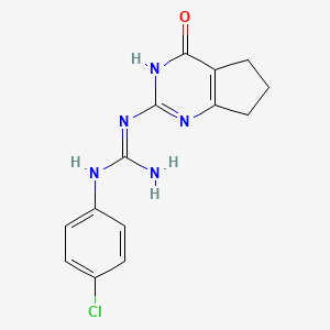 molecular formula C14H14ClN5O B6116556 N-(4-chlorophenyl)-N'-(4-oxo-4,5,6,7-tetrahydro-3H-cyclopenta[d]pyrimidin-2-yl)guanidine 
