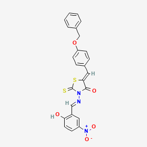 molecular formula C24H17N3O5S2 B6116568 5-[4-(benzyloxy)benzylidene]-3-[(2-hydroxy-5-nitrobenzylidene)amino]-2-thioxo-1,3-thiazolidin-4-one 